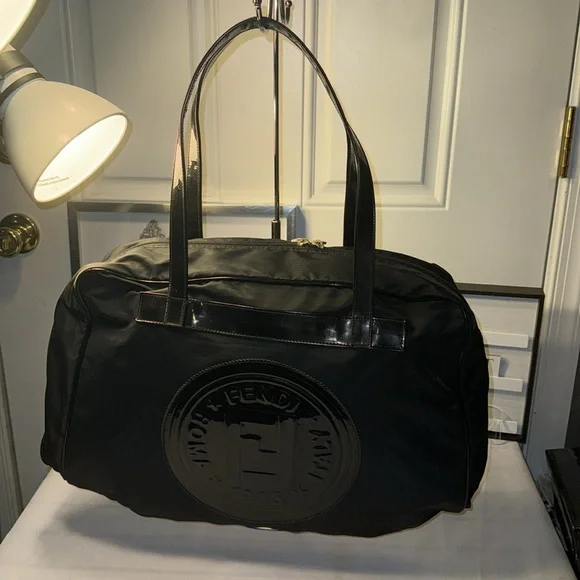 Fendi Patent-Trimmed Nylon Shoulder Bag GUC - Picture 4 of 13